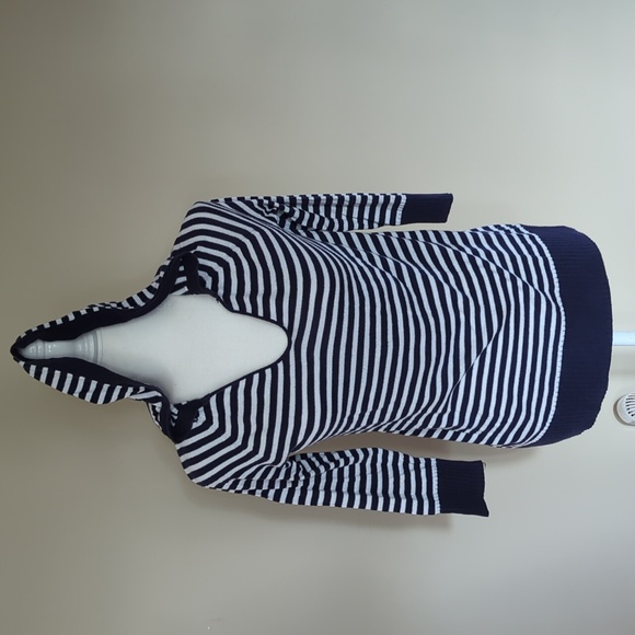Gap Striped Hooded Uniform Sweater SMALL TALL Navy Blue White - Picture 1 of 16
